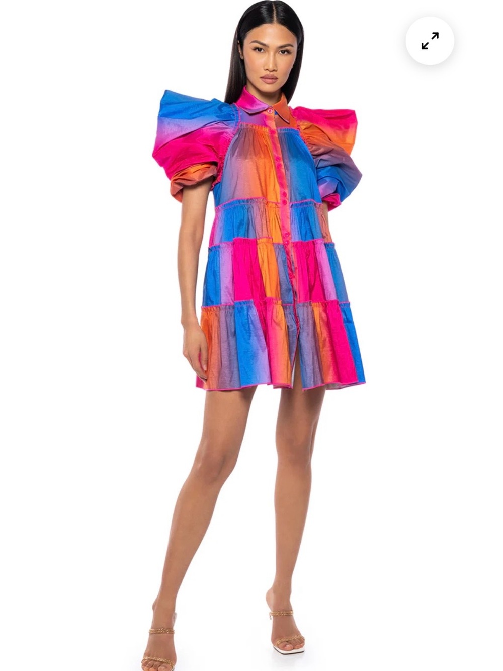 AKIRA Label Fall In Love Collared Mini Dress in Pink Multi. - Picture 12 of 12